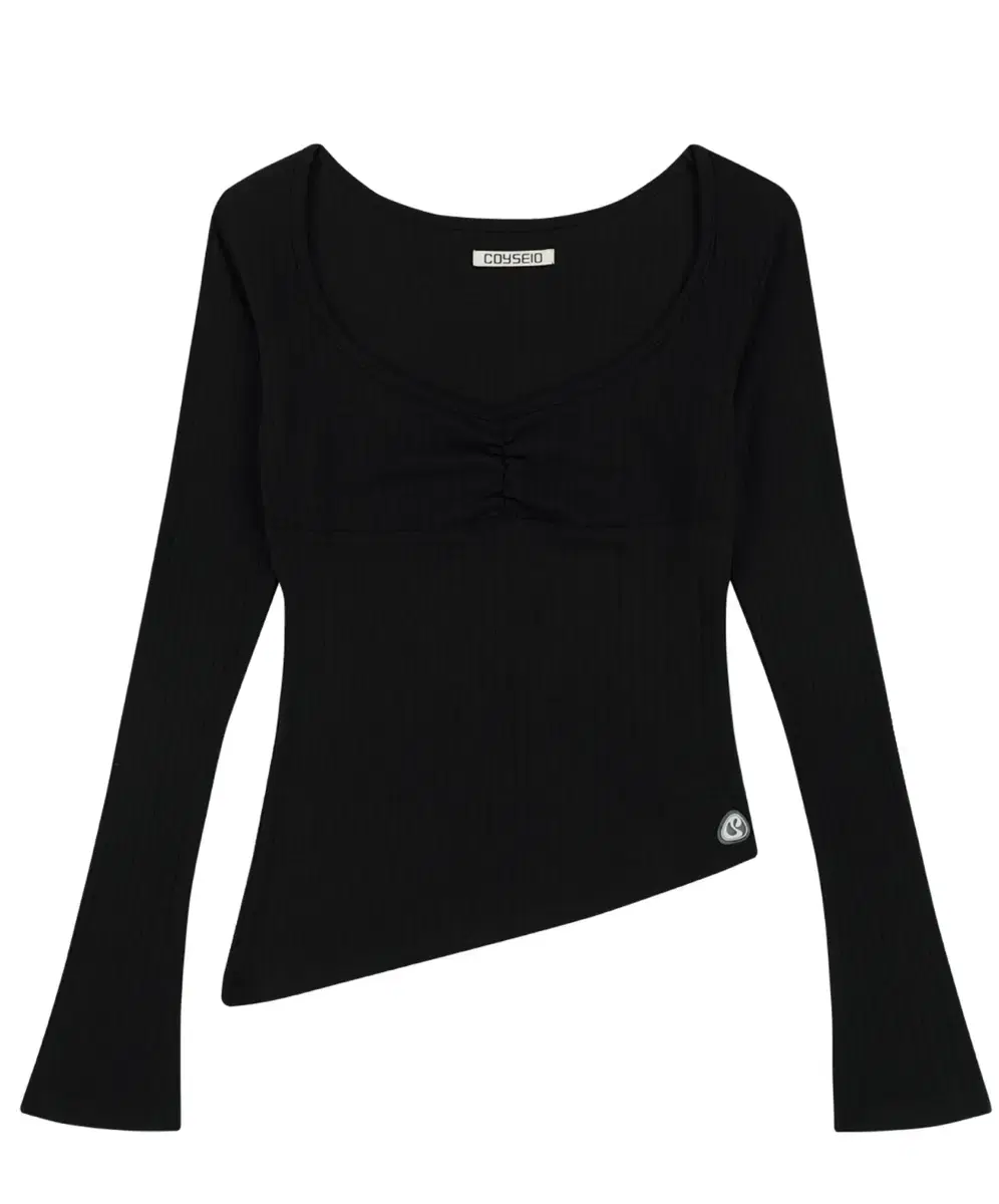 코이세이오 UNBALANCE SHIRRING TOP BLACK